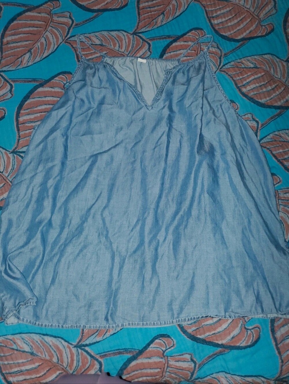 Light Blue Women's Chambray V-Neck Tank Top